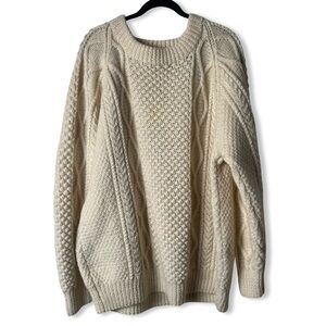 VTG K.A.M. Aran Hand Knit 100% Irish Wool Fisherman Sweater Ennistymon Clare